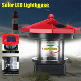 Solar Lights Lighthouse Lawn Light Plastic LED 360-degree Rotating-TI00852-Veeddydropshipping